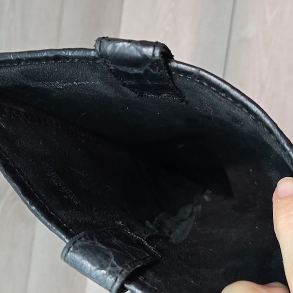 Born Women Tall Black Crocodile-Embossed Knee-High Boots Shoes Sz 9 - Picture 8 of 13